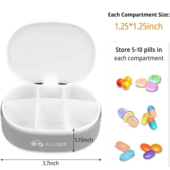 Pill Box Small Pill Organiser Travel Pill Box Mini Pillbox Portable Daily Pills - Picture 2 of 7